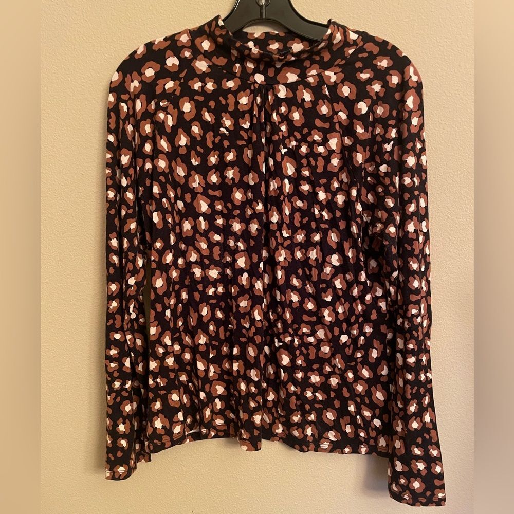 Skies are Blue animal print mock neck knit top XL